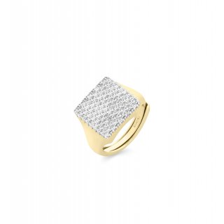 Sogni - Anello Chevalier Quadrato - Argento - Oro Giallo