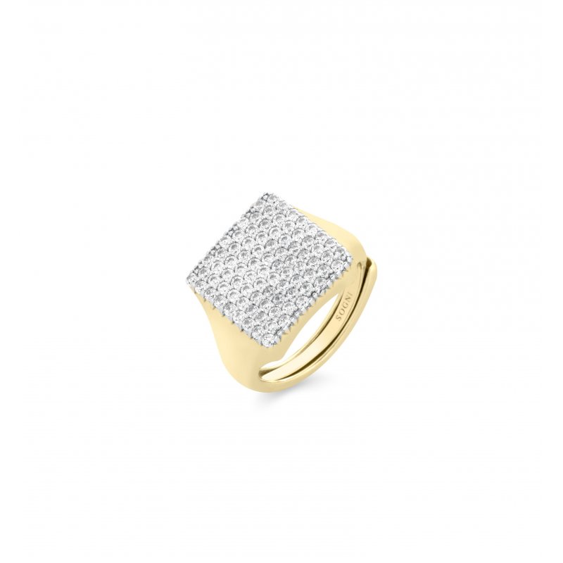 Sogni - Anello Chevalier Quadrato - Argento - Oro Giallo