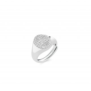 Sogni - Anello Chevalier Tondo - Argento 925 - Zirconi Bianchi
