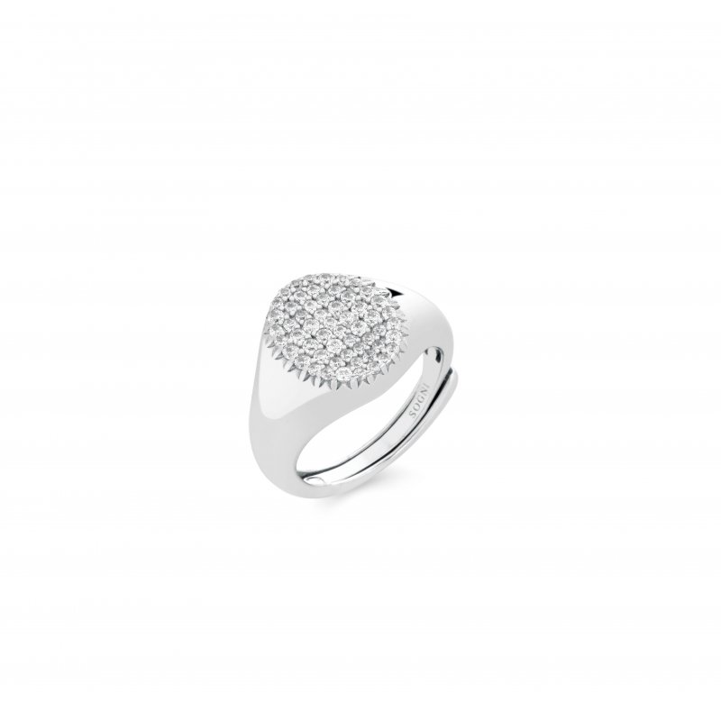 Sogni - Anello Chevalier Tondo - Argento 925 - Zirconi Bianchi