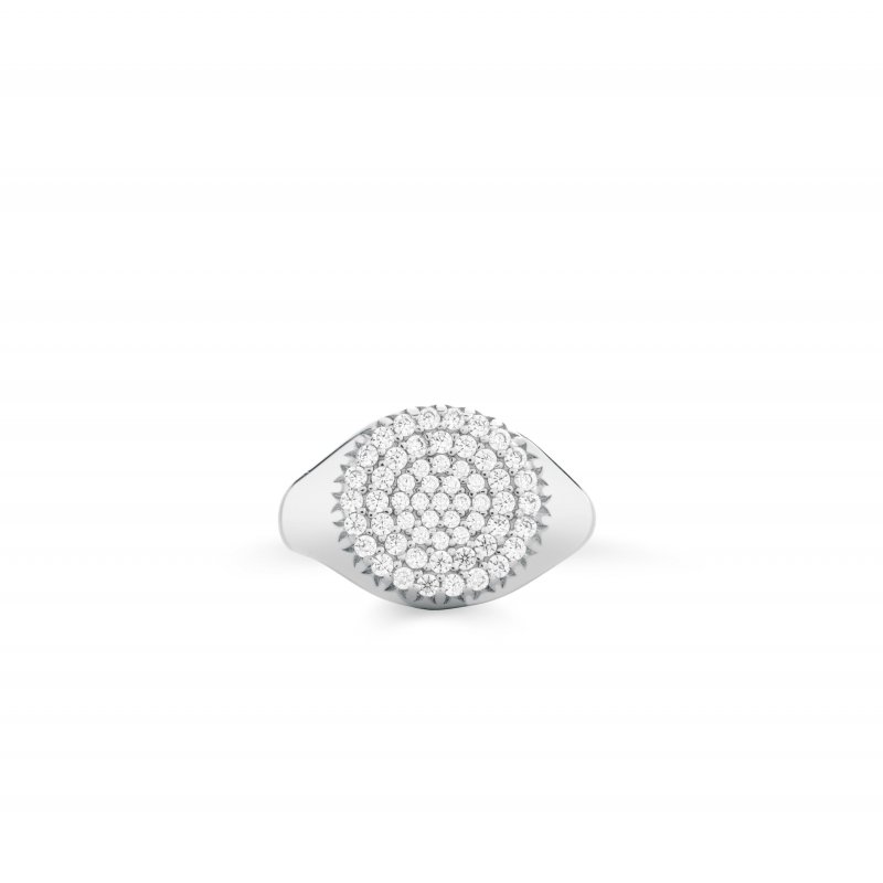 Sogni - Anello Chevalier Tondo - Argento 925 - Zirconi Bianchi
