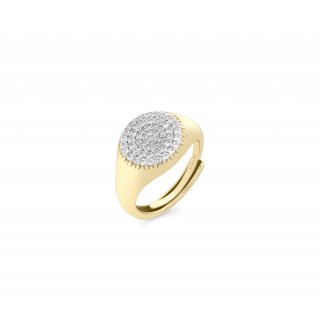 Sogni - Anello Chevalier Tondo - Argento - Zirconi Bianchi