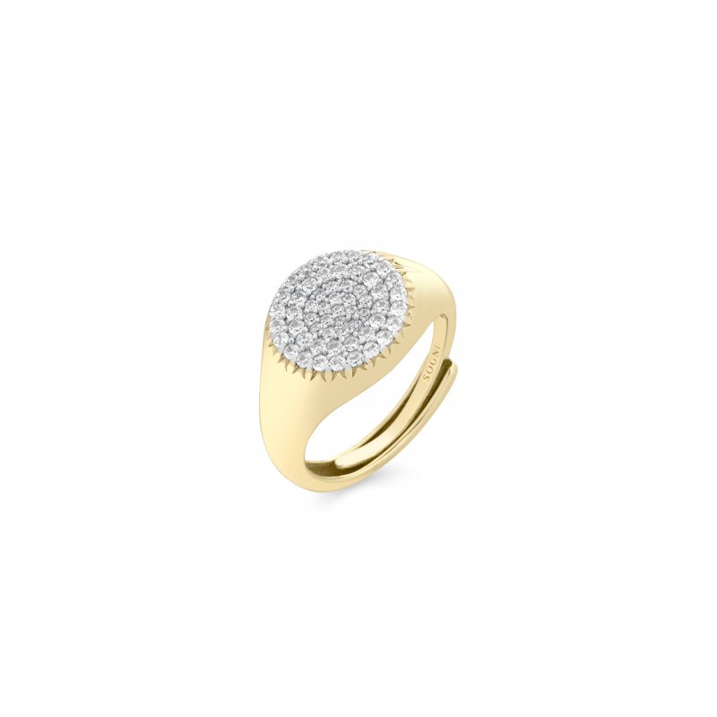 Sogni - Anello Chevalier Tondo - Argento - Zirconi Bianchi