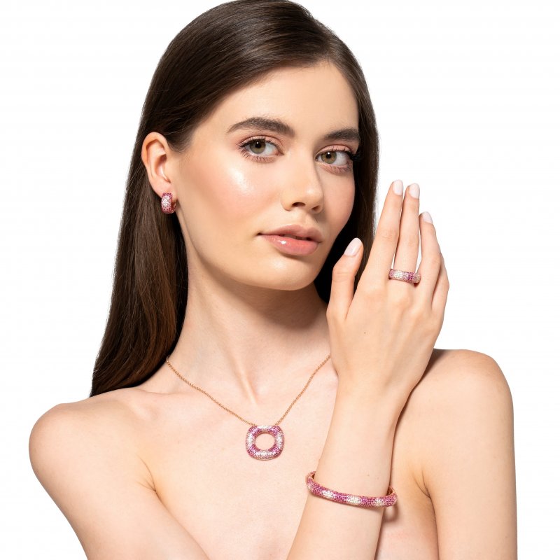Sogni - Anello Oro Rosa - Zirconi Rosa, Magenta E Bianchi