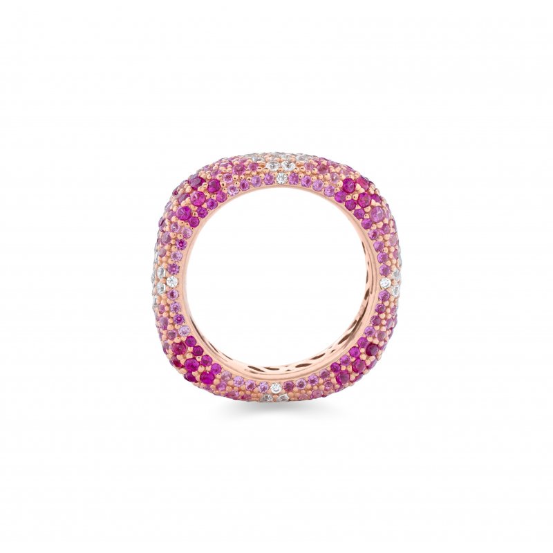 Sogni - Anello Oro Rosa - Zirconi Rosa, Magenta E Bianchi