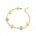 Sogni - Bracciale Morbido Satinato - Oro Giallo - Zirconi Bianchi
