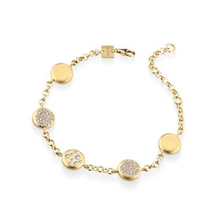 Sogni - Bracciale Morbido Satinato - Oro Giallo - Zirconi Bianchi