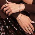Sogni - Bracciale Morbido Satinato - Oro Giallo - Zirconi Bianchi