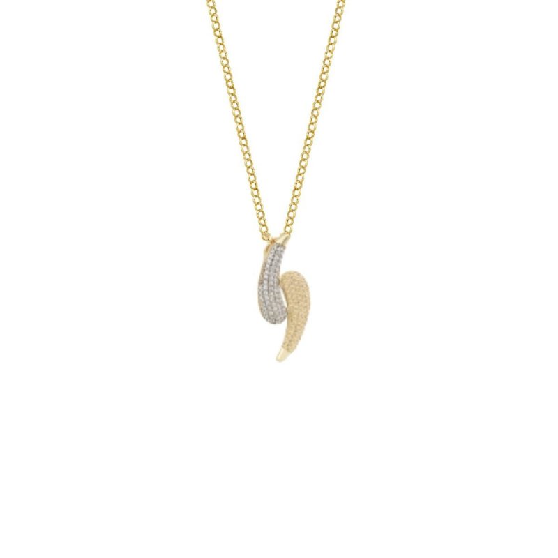Sogni - Collana Abbracci Oro Giallo - Zirconi Bianchi E Champagne