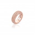 Sogni - Anello Fascia Oro Rosa - Zirconi Champagne - Argento 925