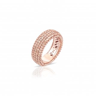 Sogni - Anello Fascia Oro Rosa - Zirconi Champagne - Argento 925