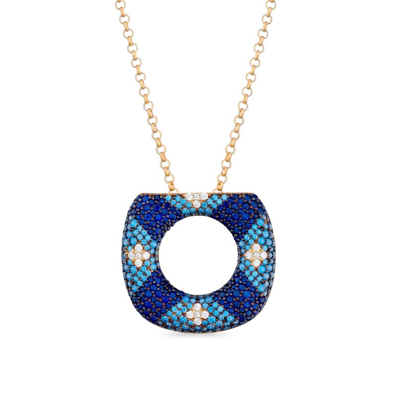 Sogni - Collana Oro Giallo - Zirconi Blu - Argento 925