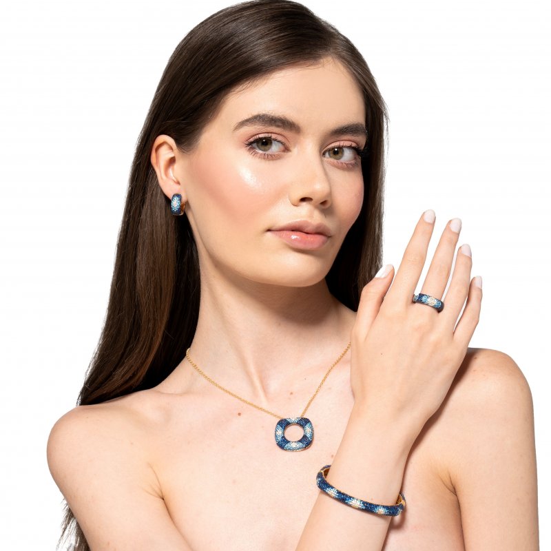 Sogni - Collana Oro Giallo - Zirconi Blu - Argento 925