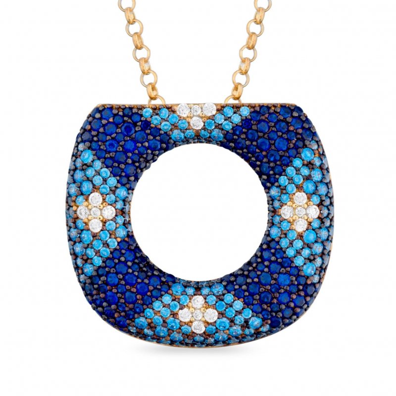 Sogni - Collana Oro Giallo - Zirconi Blu - Argento 925