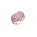 Sogni - Anello Chevalier Cuore - Oro Rosa - Zirconi Rosa