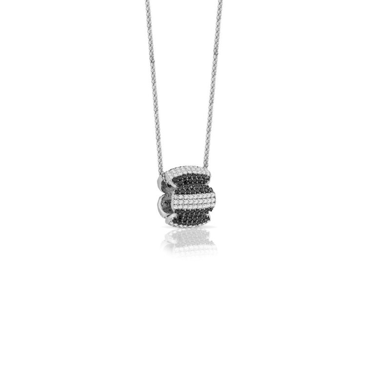 Sogni - Collana Oro Bianco - Zirconi Bianchi E Neri - Eleganza