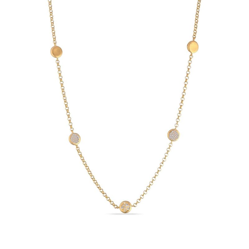 Sogni - Collana Satinata Oro Giallo - Zirconi Bianchi - Argento 925