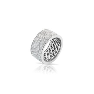 Sogni - Anello Bullone - Oro Bianco - Zirconi Bianchi