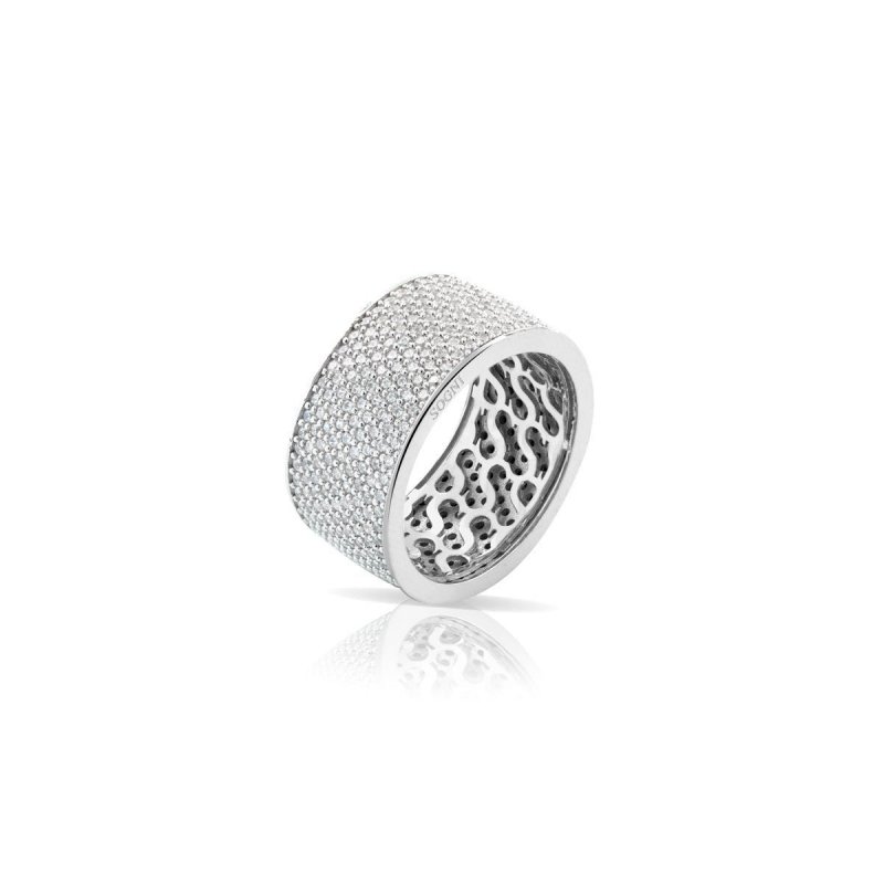 Sogni - Anello Bullone - Oro Bianco - Zirconi Bianchi
