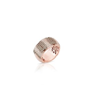 Sogni - Anello Oro Rosa - Zirconi Brown - Champagne E Bianchi