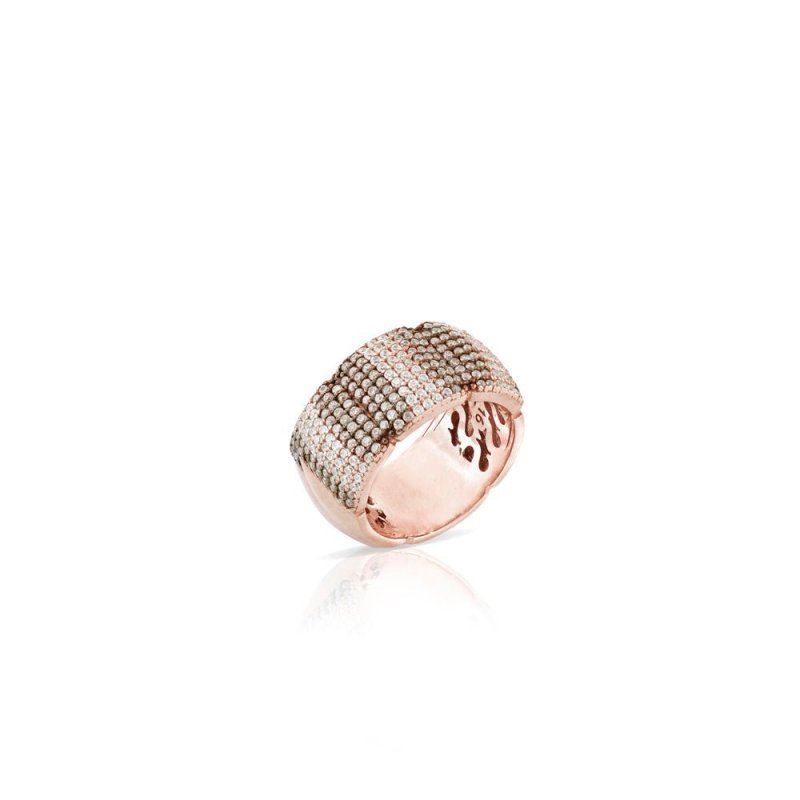 Sogni - Anello Oro Rosa - Zirconi Brown - Champagne E Bianchi