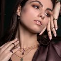 Sogni - Anello Da Mignolo Quadrato - Oro Rosa - Zirconi Verdi