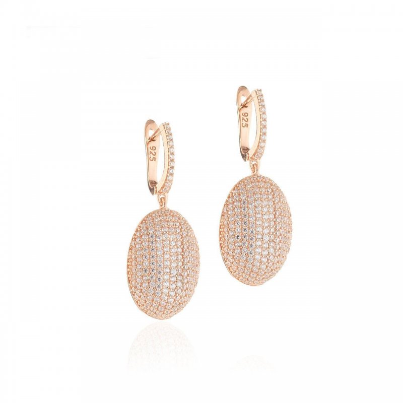 Sogni - Orecchini Bombetta - Oro Rosa - Zirconi Bianchi