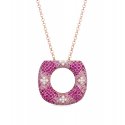Sogni - Collana Oro Rosa - Zirconi Rosa Magenta Bianchi - Argento 925