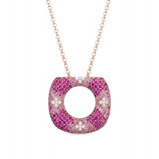 Sogni - Collana Oro Rosa - Zirconi Rosa Magenta Bianchi - Argento 925
