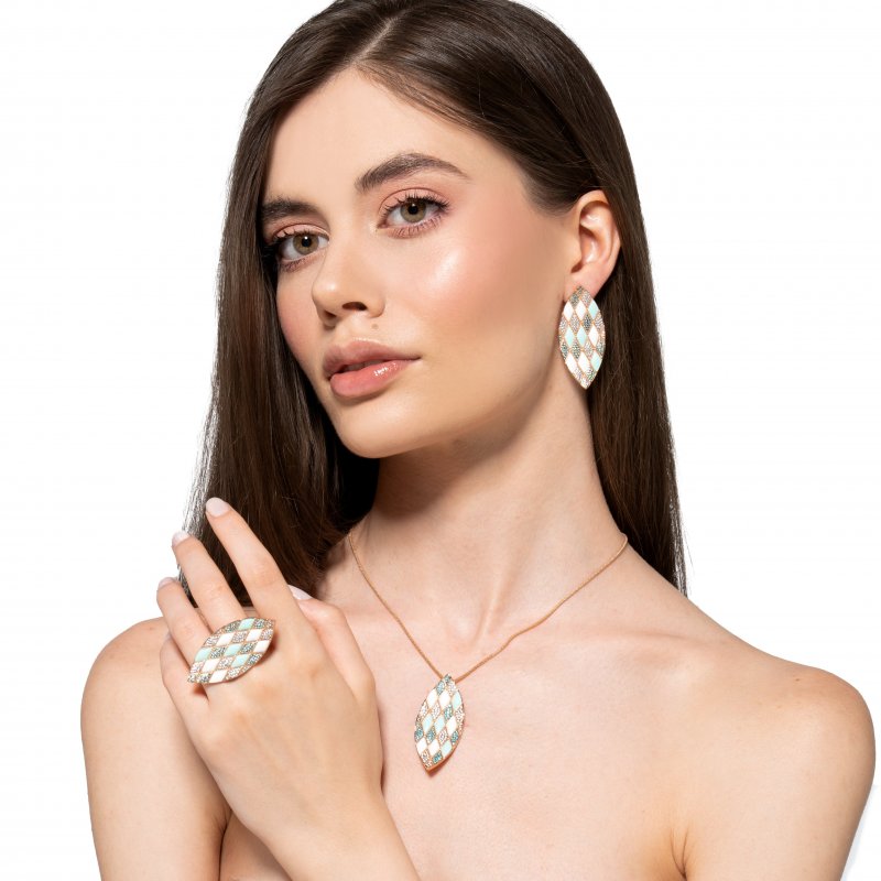 Sogni - Collana Smalto Argento 925 - Pavé Zirconi - Oro Rosa