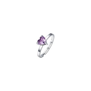 Luca Barra - Anello Donna Acciaio - Cuore Cristallo Viola