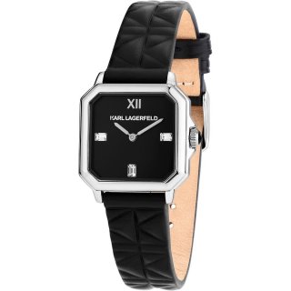 Karl Lagerfeld - Square Classics Donna - Pelle Nera - Acciaio