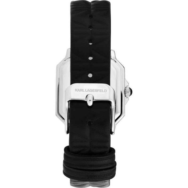 Karl Lagerfeld - Square Classics Donna - Pelle Nera - Acciaio
