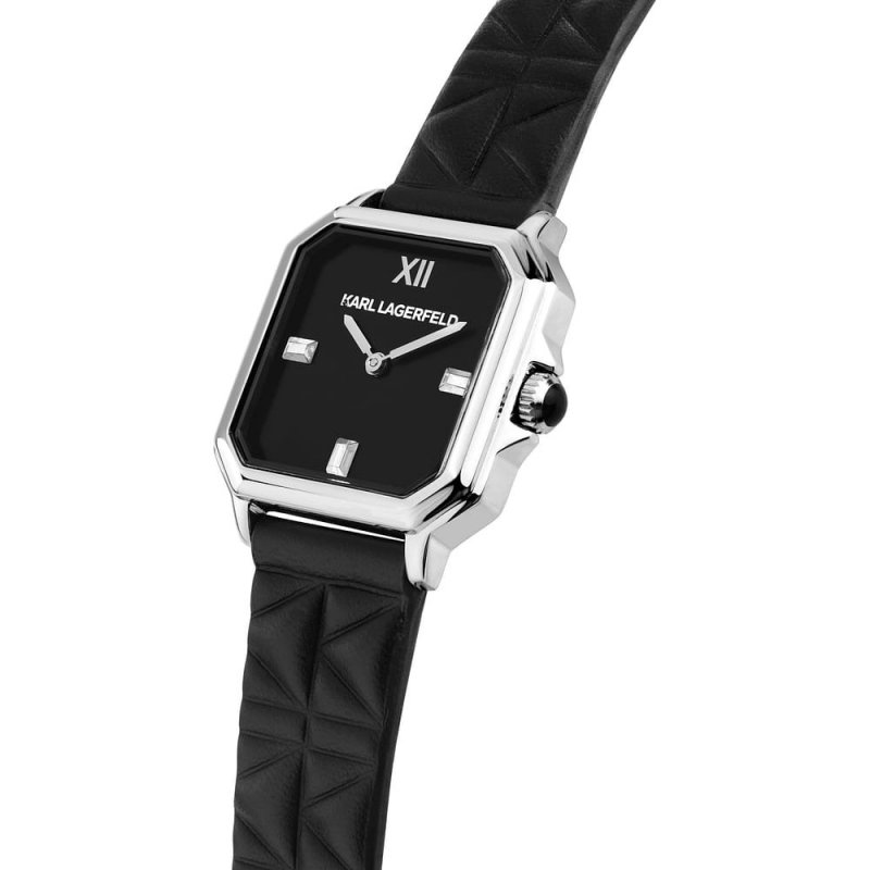 Karl Lagerfeld - Square Classics Donna - Pelle Nera - Acciaio