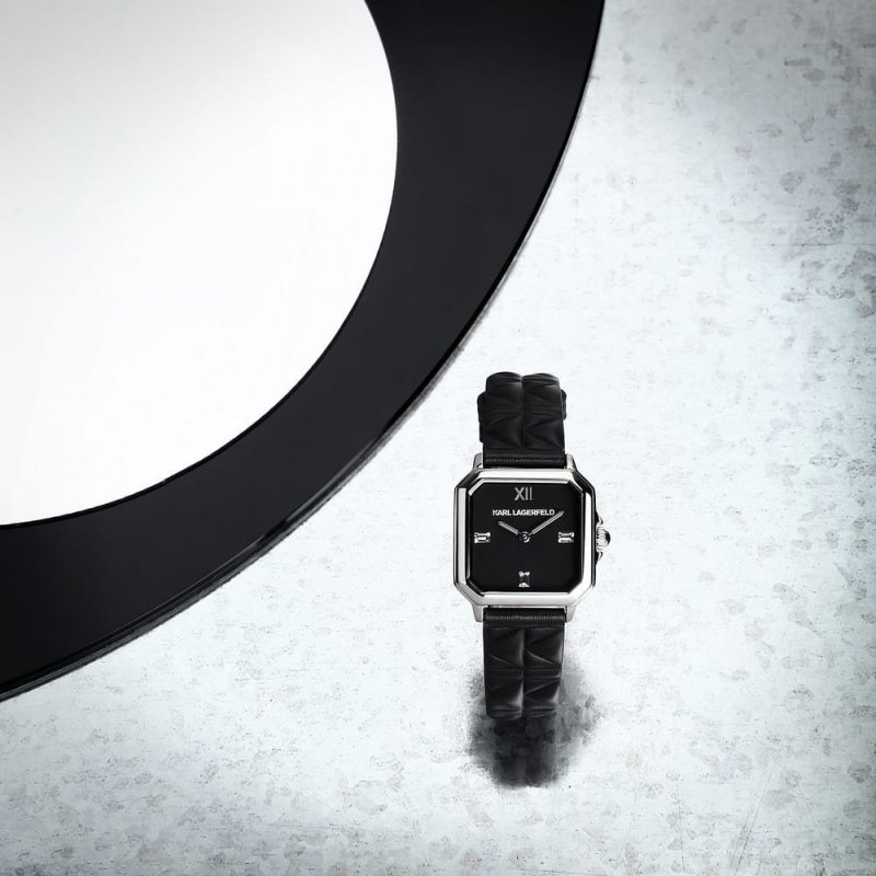 Karl Lagerfeld - Square Classics Donna - Pelle Nera - Acciaio