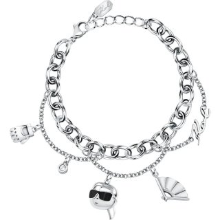 Karl Lagerfeld - Bracciale Charms - Acciaio - Cristalli