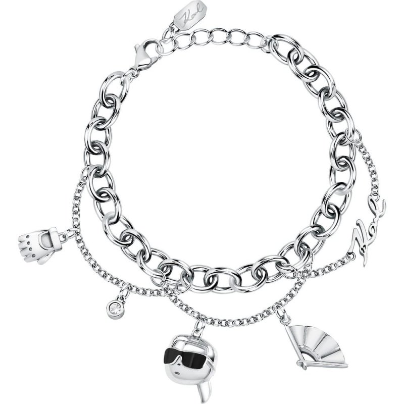 Karl Lagerfeld - Bracciale Charms - Acciaio - Cristalli
