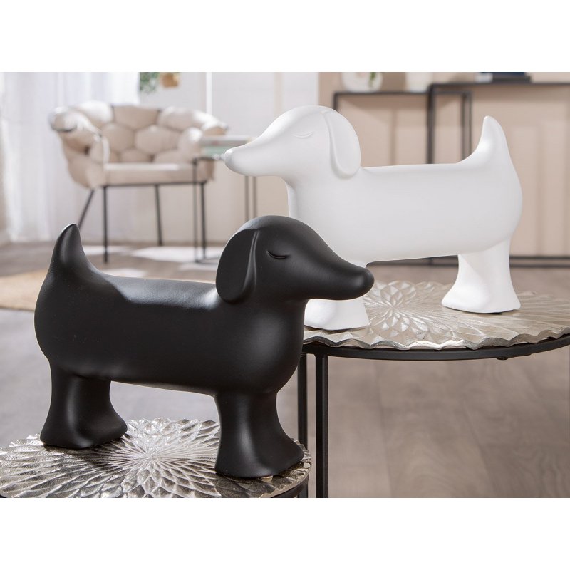 Gilde - Figura Cane Flocki - Ceramica - Nero Bianco