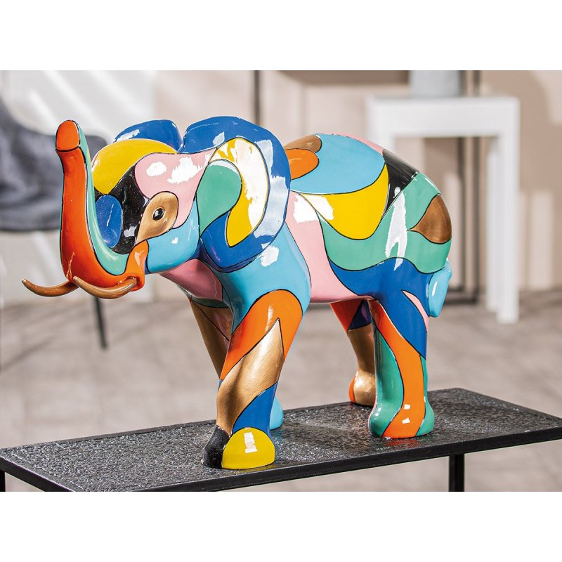 Gilde - Figura Elefante Colorblock - Resina Sintetica - Multicolore