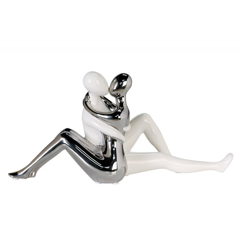 Gilde - Figura Coppia Storia D'Amore - Ceramica - Bianco Argento