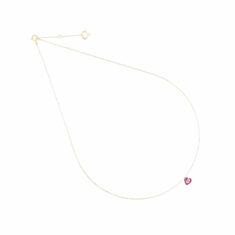 Maman Et Sophie - Girocollo Cuore Rosa - Oro 18Kt - Rodolite