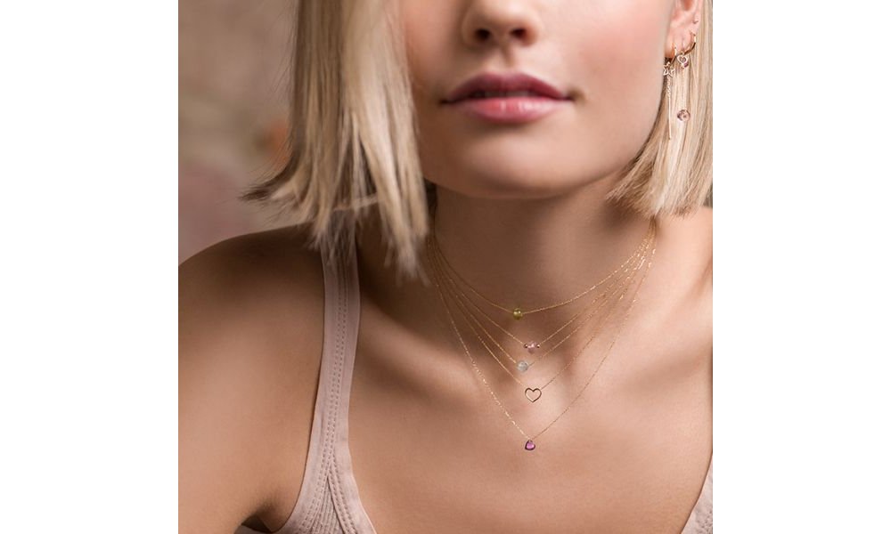 Maman Et Sophie - Girocollo Cuore Rosa - Oro 18Kt - Rodolite