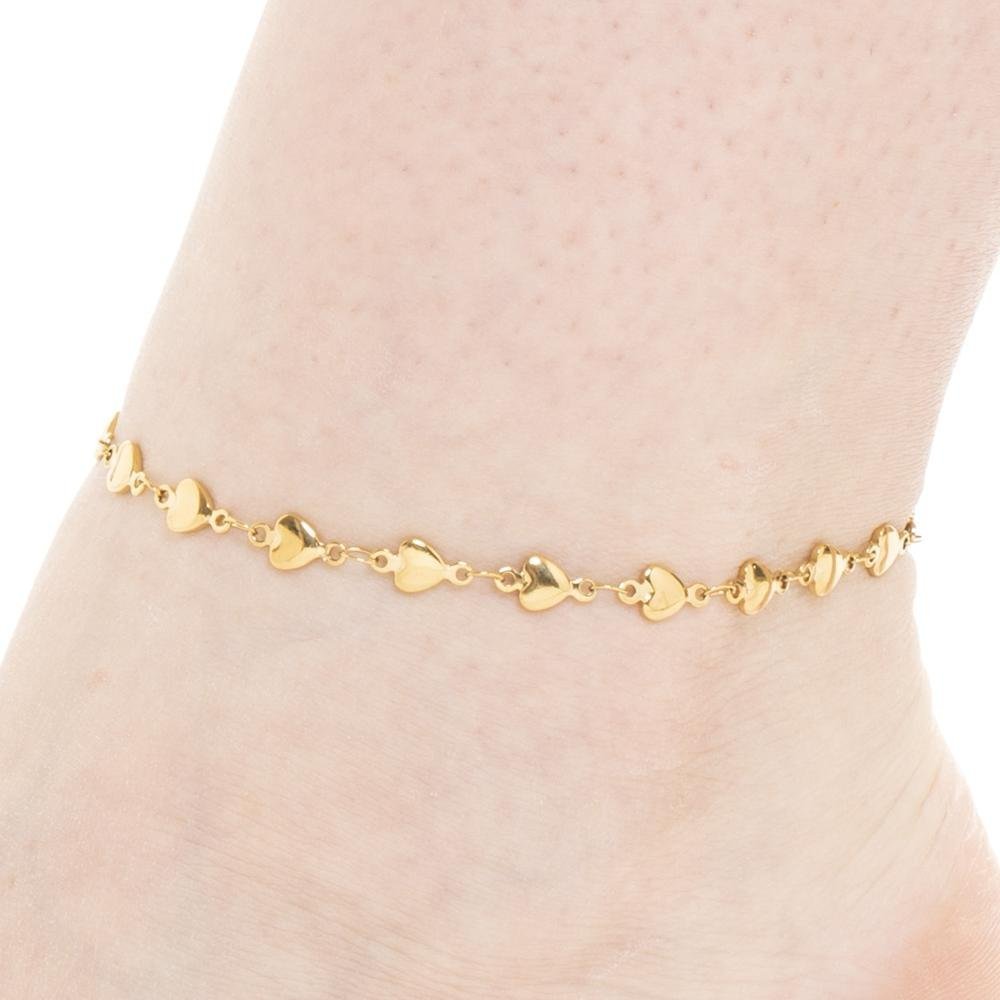 Luca Barra - Cavigliera Donna - Acciaio Ip Gold - Cuori