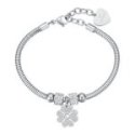 Luca Barra - Bracciale Donna Quadrifoglio - Acciaio - Cristalli Bianchi