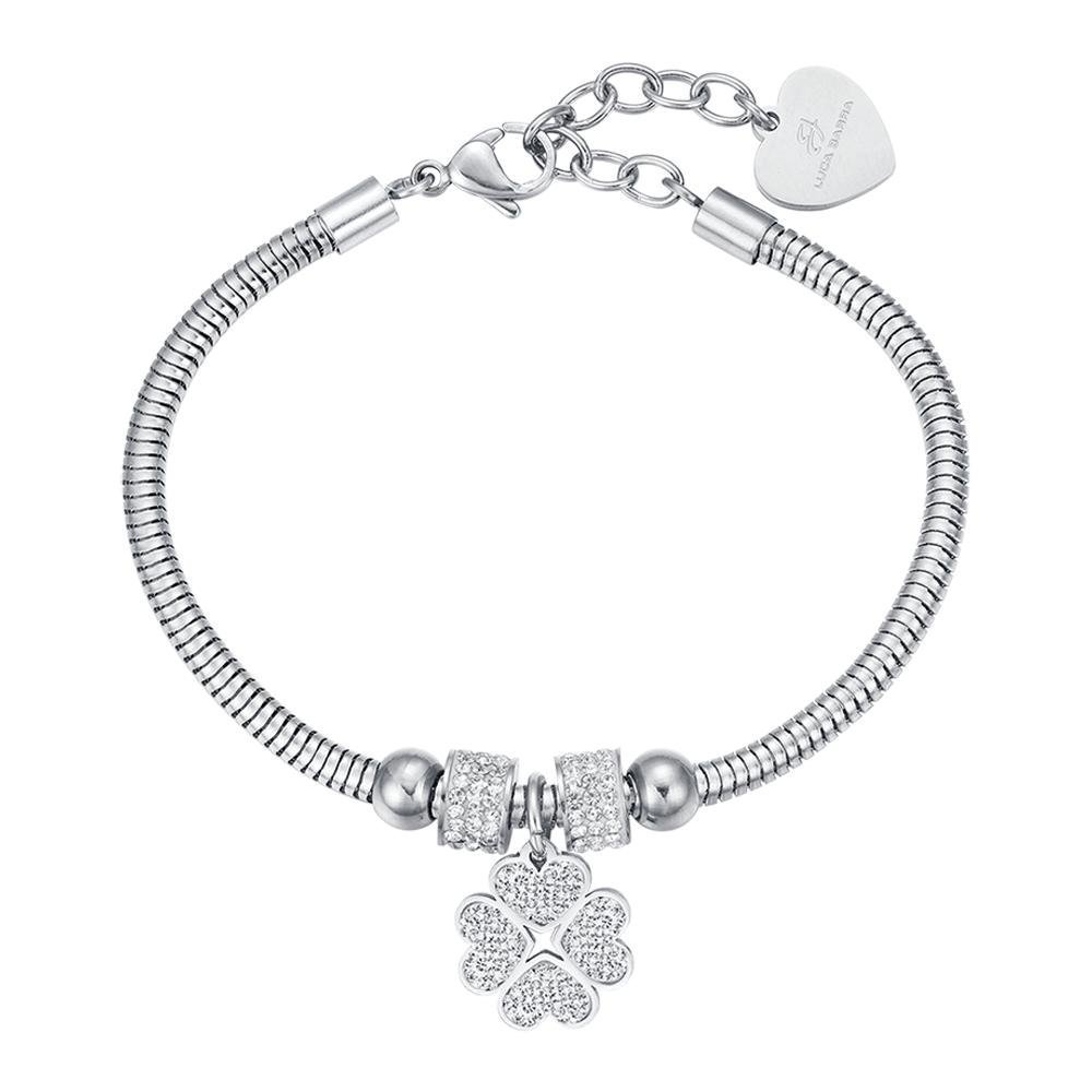Luca Barra - Bracciale Donna Quadrifoglio - Acciaio - Cristalli Bianchi