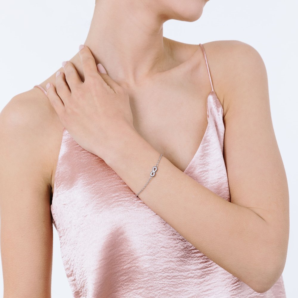 Luca Barra - Bracciale Donna Infinito - Acciaio - Cristalli Bianchi