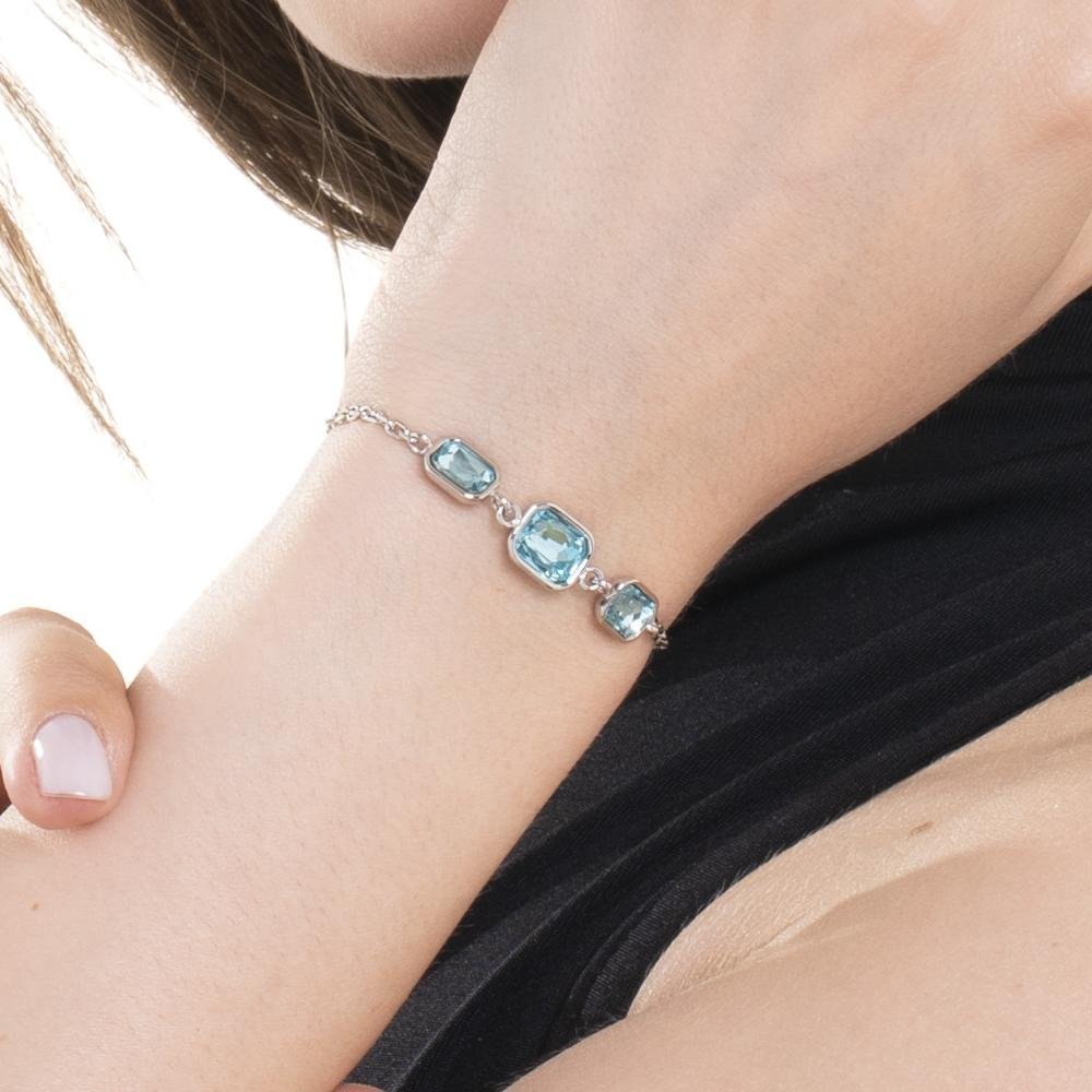 Luca Barra - Bracciale Donna Cristalli Acqua Marina - Cuore