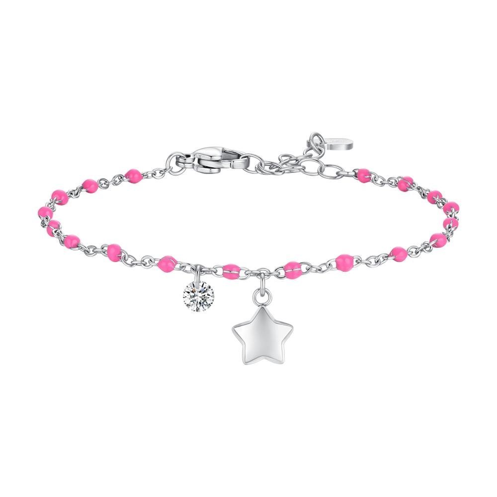 Luca Barra - Bracciale Donna Acciaio - Stella - Cristallo - Smalto Fucsia
