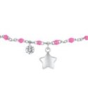 Luca Barra - Bracciale Donna Acciaio - Stella - Cristallo - Smalto Fucsia