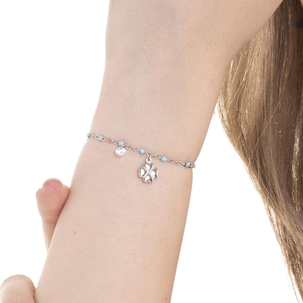 Luca Barra - Bracciale Donna - Acciaio - Quadrifoglio - Cristallo